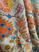 Load image into Gallery viewer, Cashmere embroidered, greenish/iceblue colors
