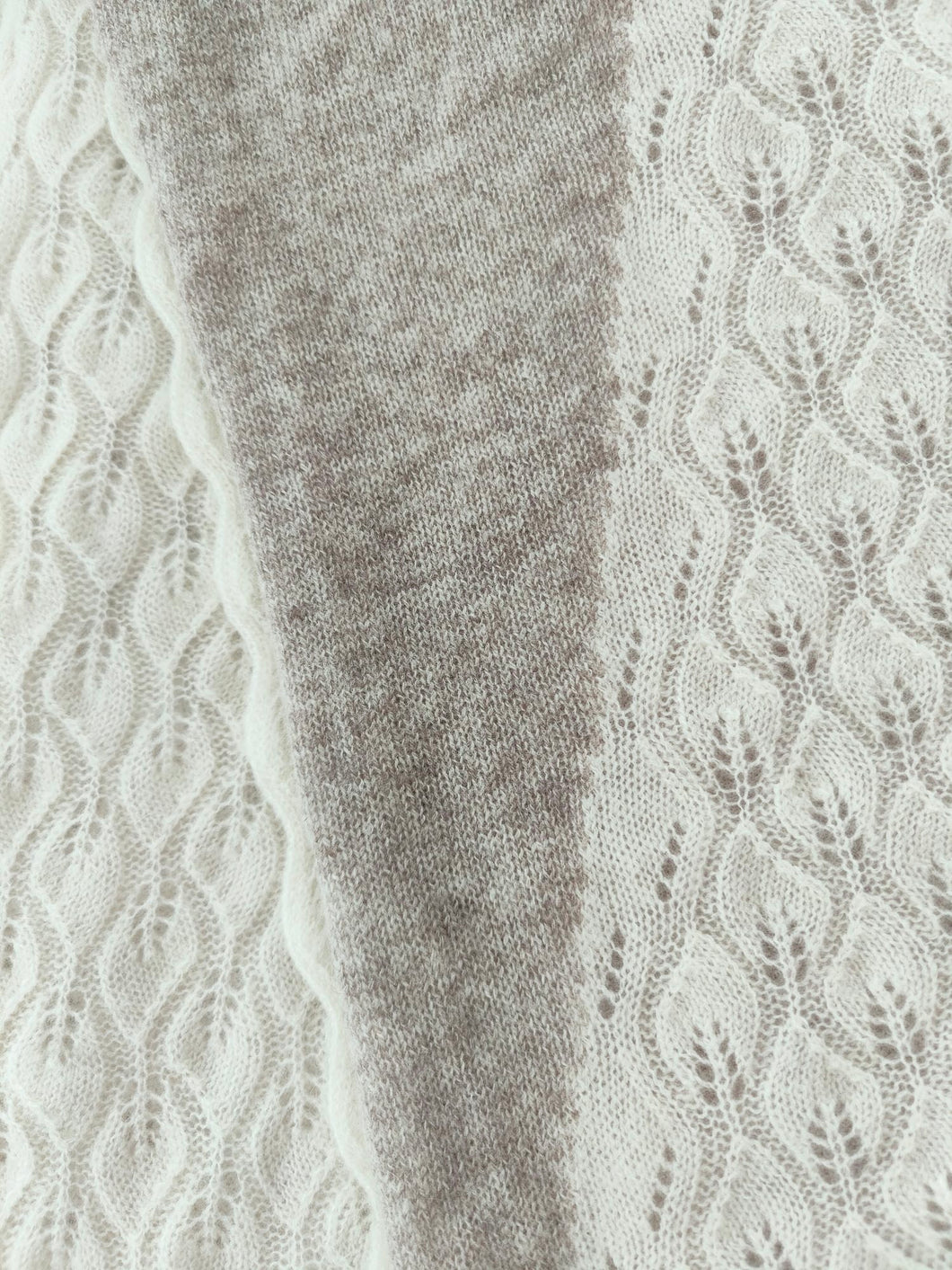 Super Soft Knitted Scarf, Creme / Grey